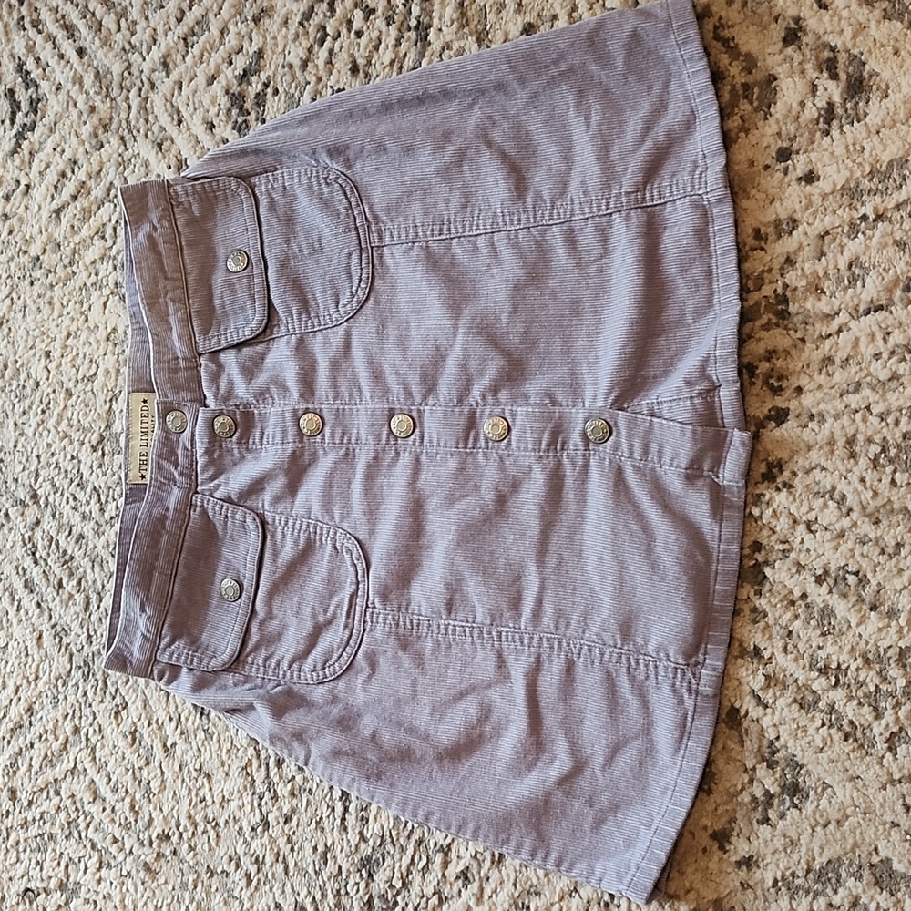 Vintage The Limited Lavender Button-Down Mini Corduroy Skirt Size 14 Juniors